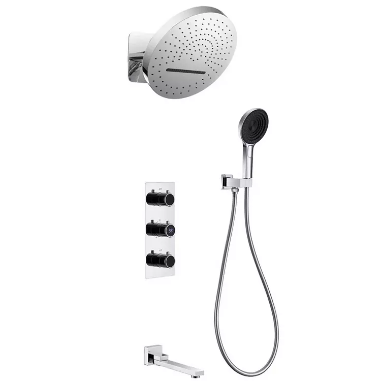 In-muur ronde oorhoofse stort met digitale skerm