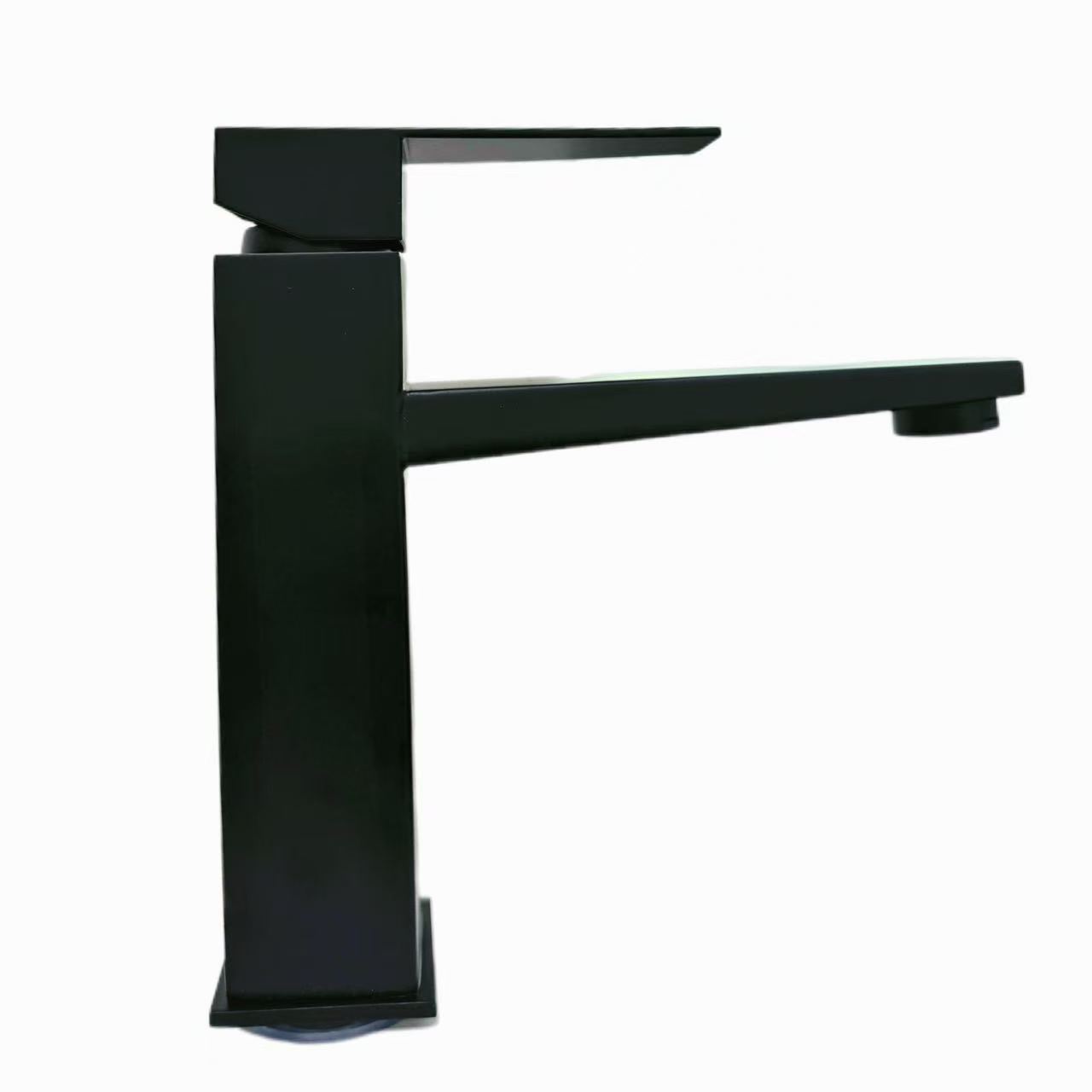 Moderne minimalistiese styl matte swart vierkantige wasbakkraan